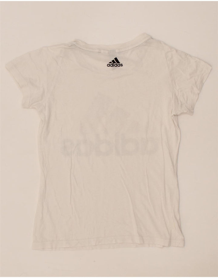 ADIDAS Womens Graphic T-Shirt Top UK 10 Small White Vintage Adidas and Second-Hand Adidas from Messina Hembry 