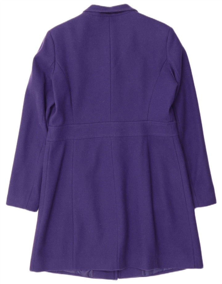 Benetton Dame Overfrakke UK 14 Stor Lilla Uld