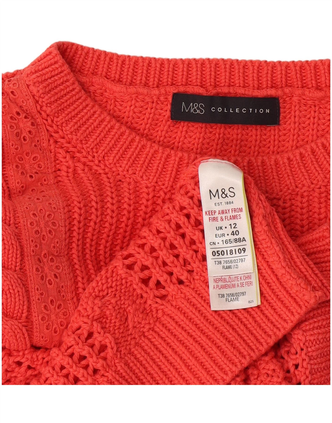 Marks & Spencer Dame sweater med rund hals DK 12 Medium Orange