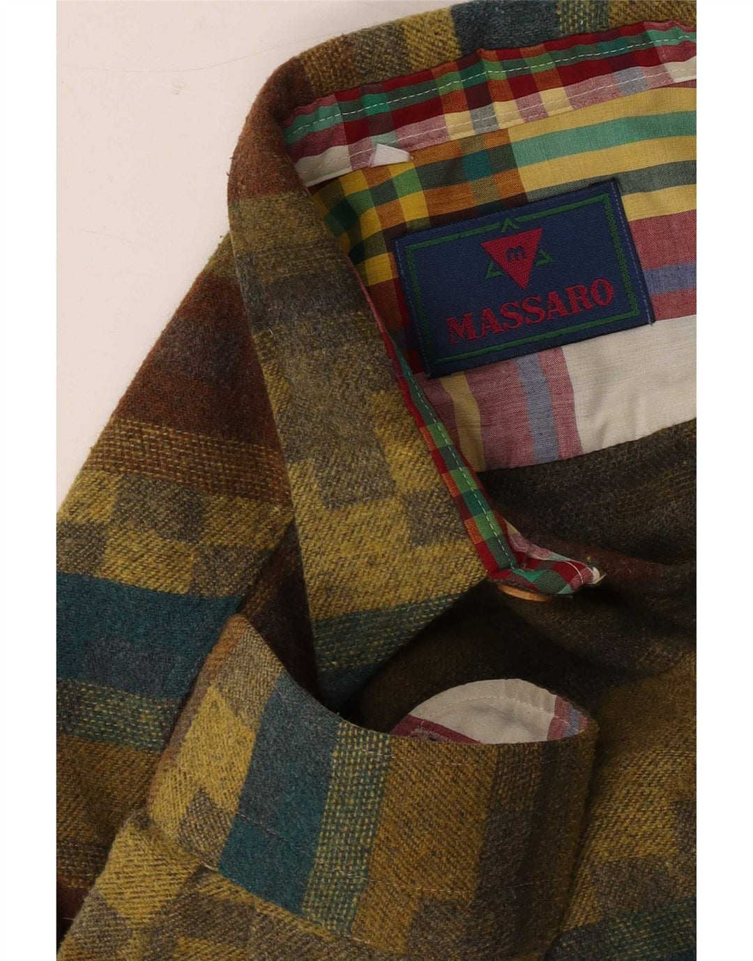 Massaro Herre Flanelskjorte Stor Khaki Stribet