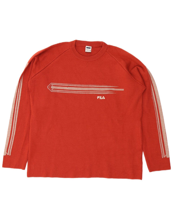 Fila Herre Crew Neck Jumper Sweater XL Rød Colourblock Uld