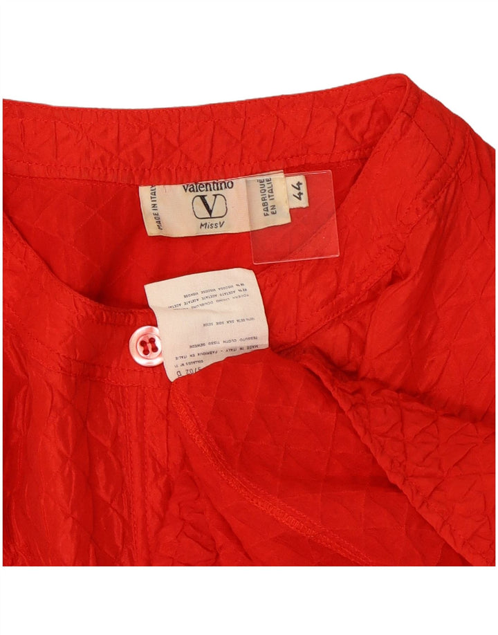Valentino Langærmet Bluse Top IT 44 Medium Rød Silke