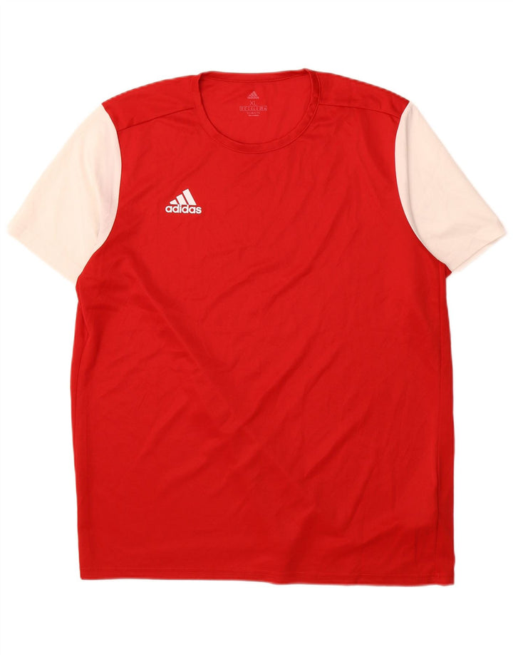 ADIDAS Mens Climalite T-Shirt Top XL Red Colourblock Polyester