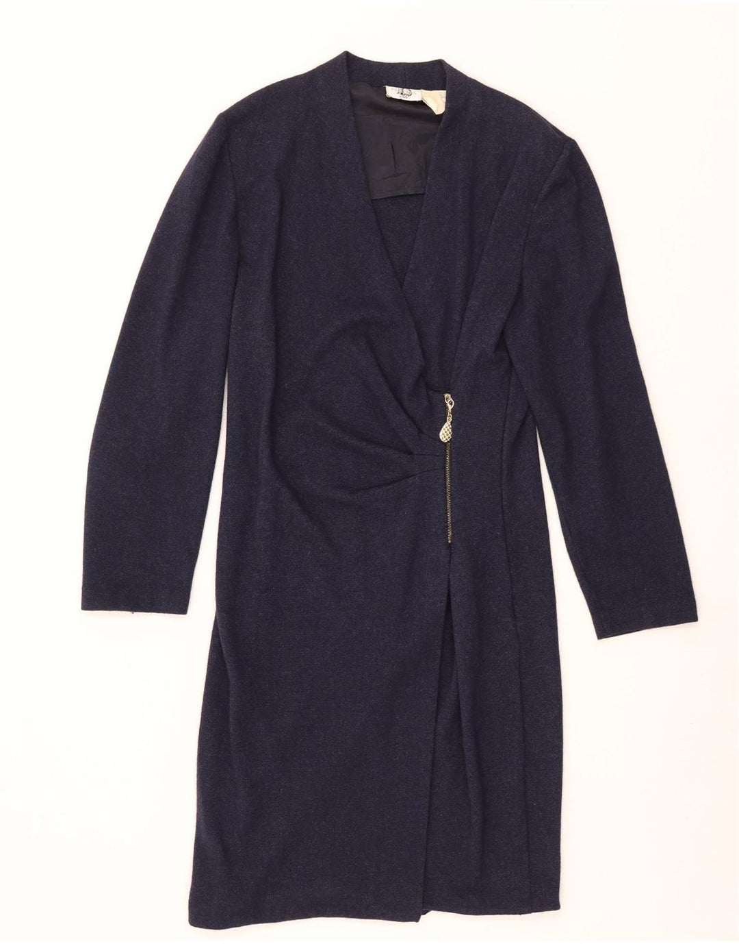 Gianfranco Ferre Dame Langærmet Skift Kjole UK 14 Medium Navy Blue