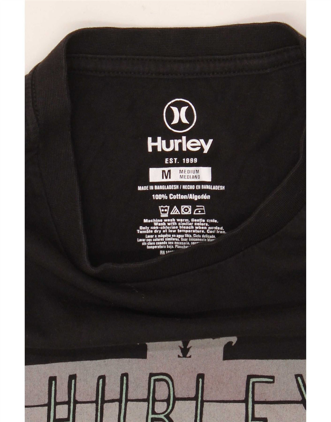 Hurley Herre Grafisk T-Shirt Top Medium Sort Bomuld