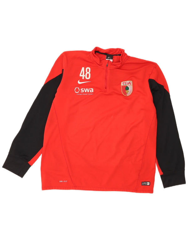 Nike Herre FCA Augsburg Grafisk Pullover Træningsdragt Top Stor Rød Colourblock