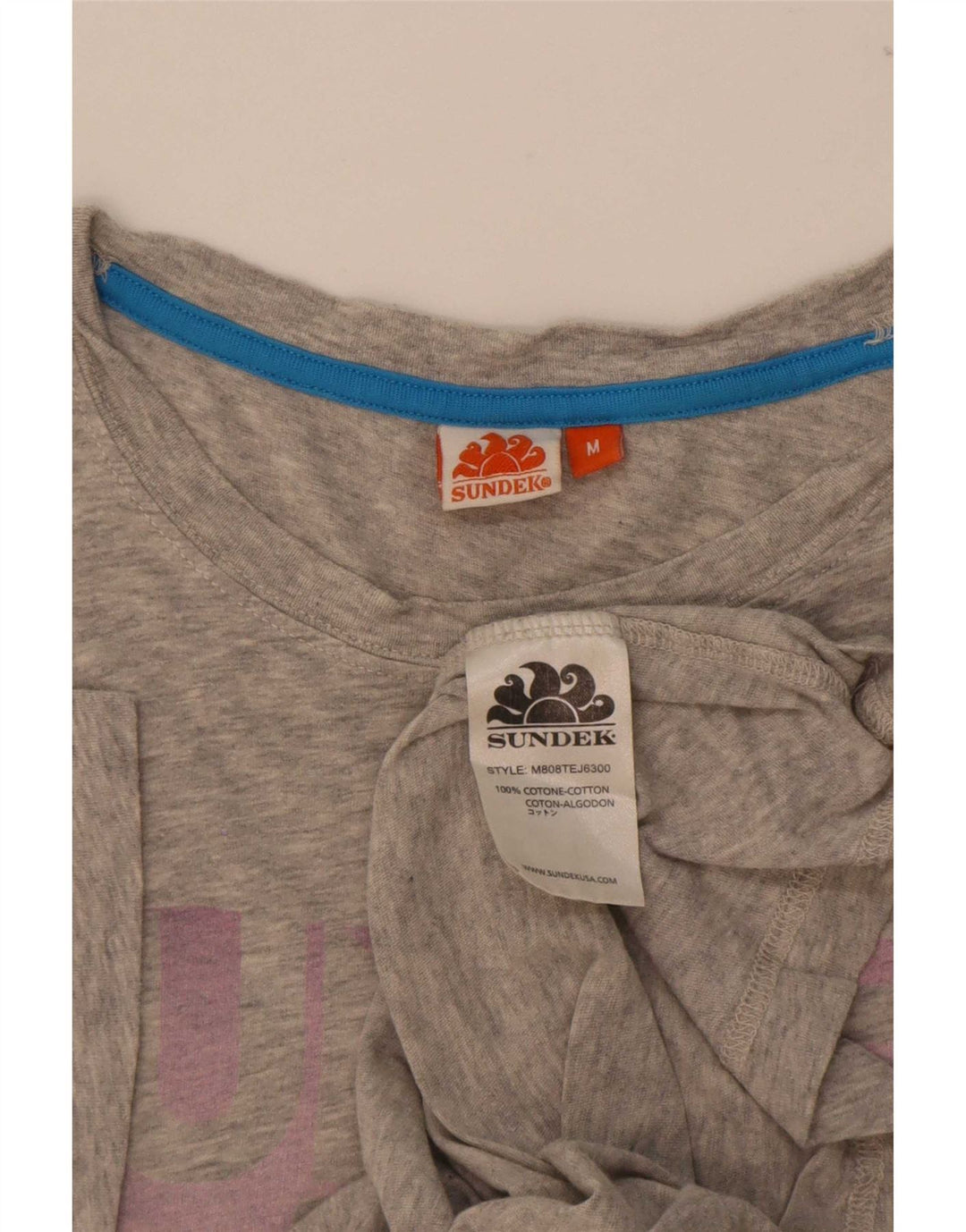 Sundek Dame Grafisk T-Shirt Top UK 14 Medium Grå Flecked