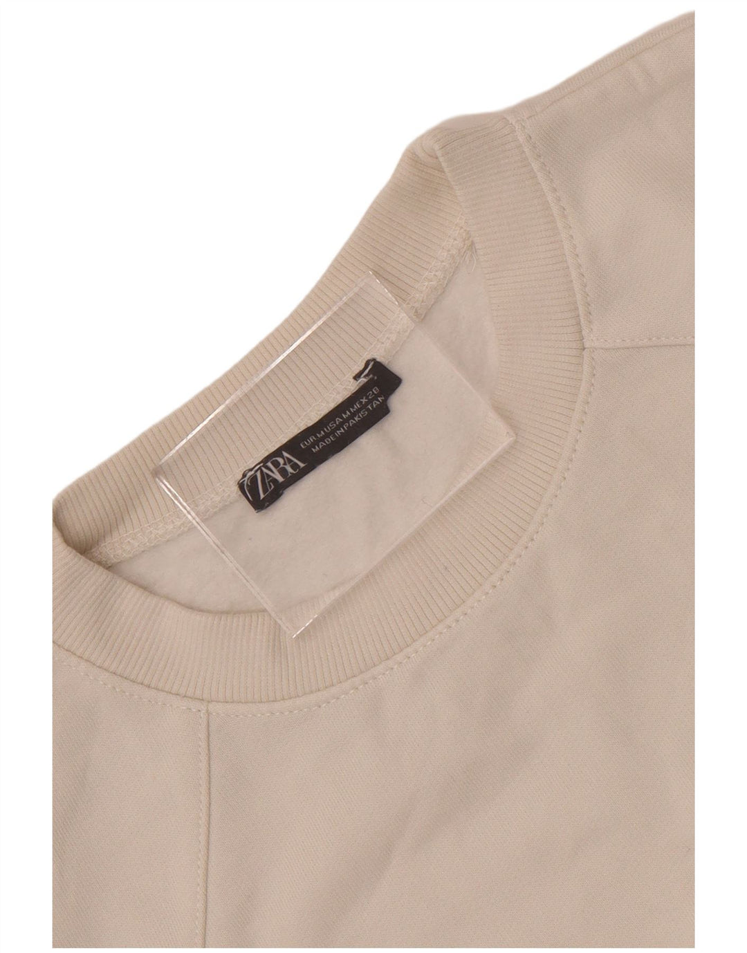 Zara Dame Oversized Crop 3/4-ærmet Sweatshirt Jumper UK 14 Medium White