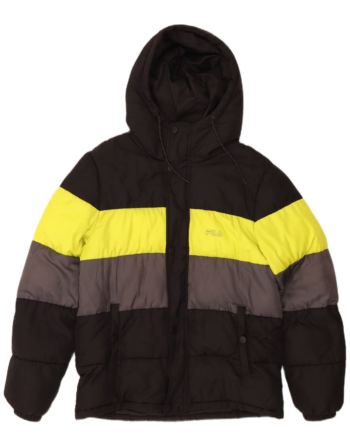 FILA Polstret jakke med hætte til mænd UK 36 Small Black Colourblock Polyester