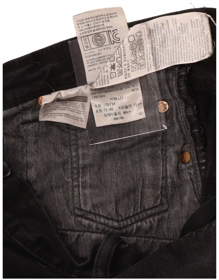 LEVI'S Mens Straight Jeans W28 L25 Black Cotton