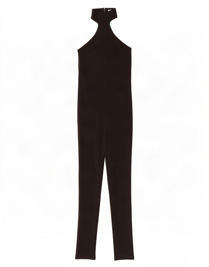 Zara Dame Ærmeløs Jumpsuit UK 12 Medium Black