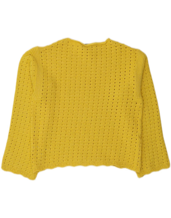 Marks & Spencer Dame Crop Boat Neck Jumper Sweater UK 14 Medium Yellow