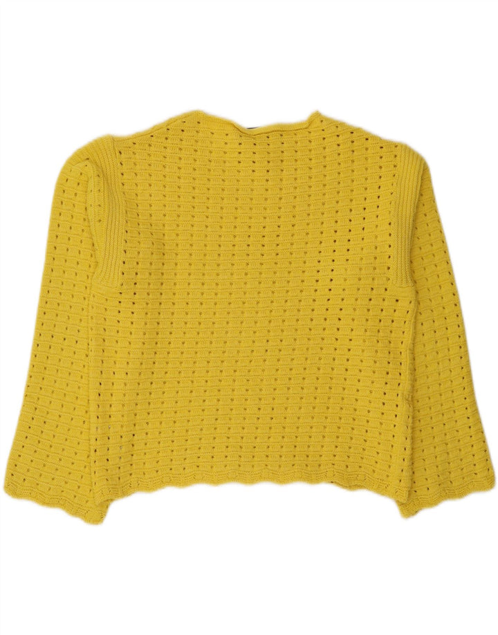 Marks & Spencer Dame Crop Boat Neck Jumper Sweater UK 14 Medium Yellow