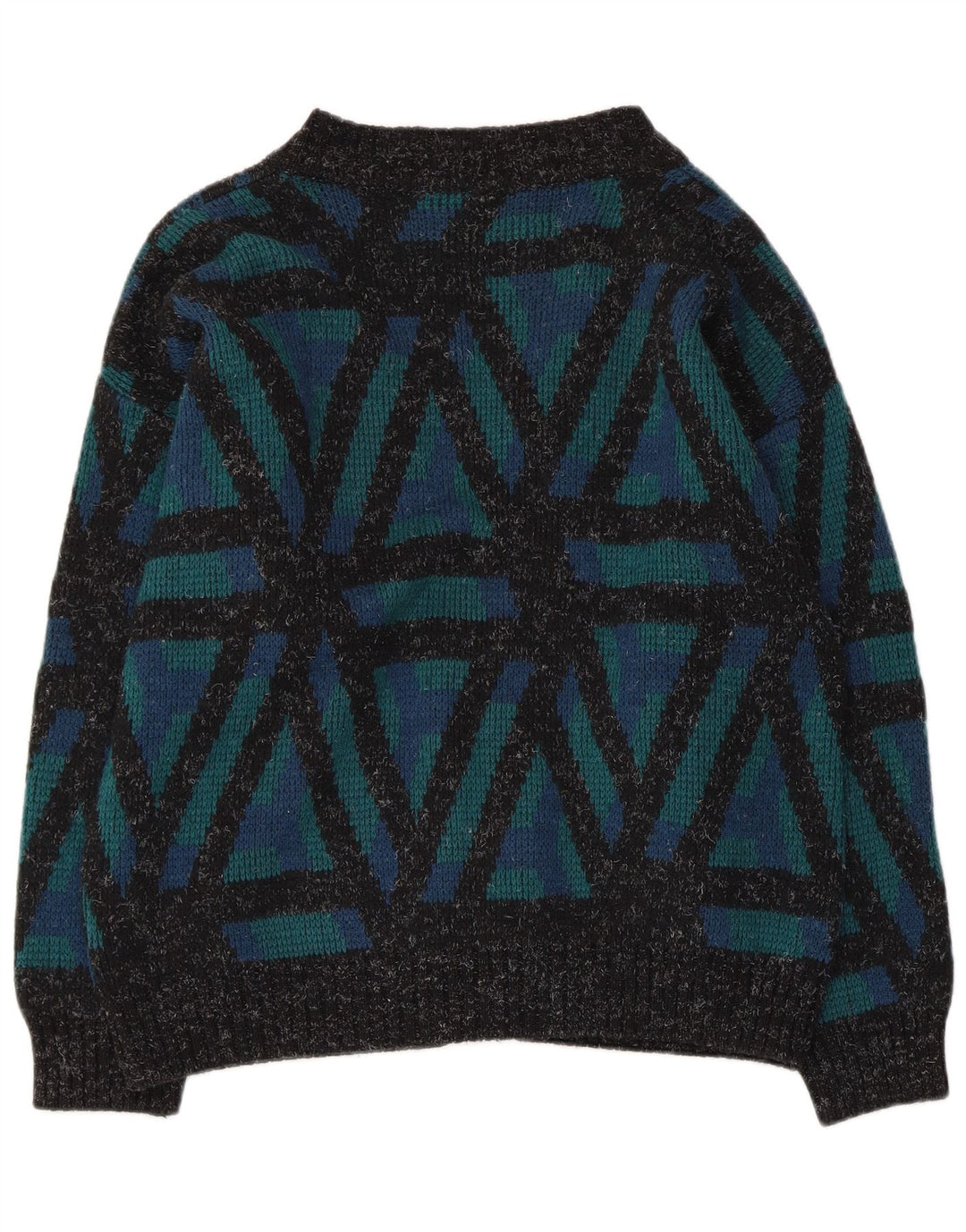 VINTAGE Dame Cardigan Sweater UK 18 XL Grøn Geometrisk