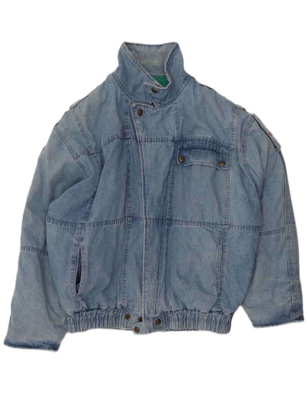 HEIN GERICKE Herre Loose Fit Military Denim Jacket UK 38 Medium Blue Bomuld