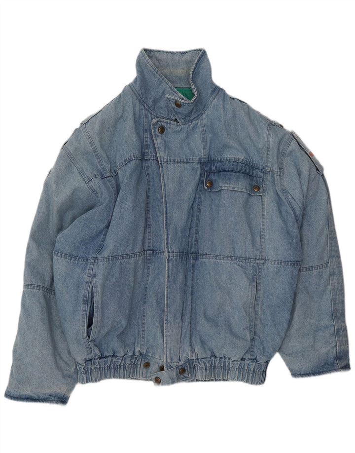 HEIN GERICKE Herre Loose Fit Military Denim Jacket UK 38 Medium Blue Bomuld