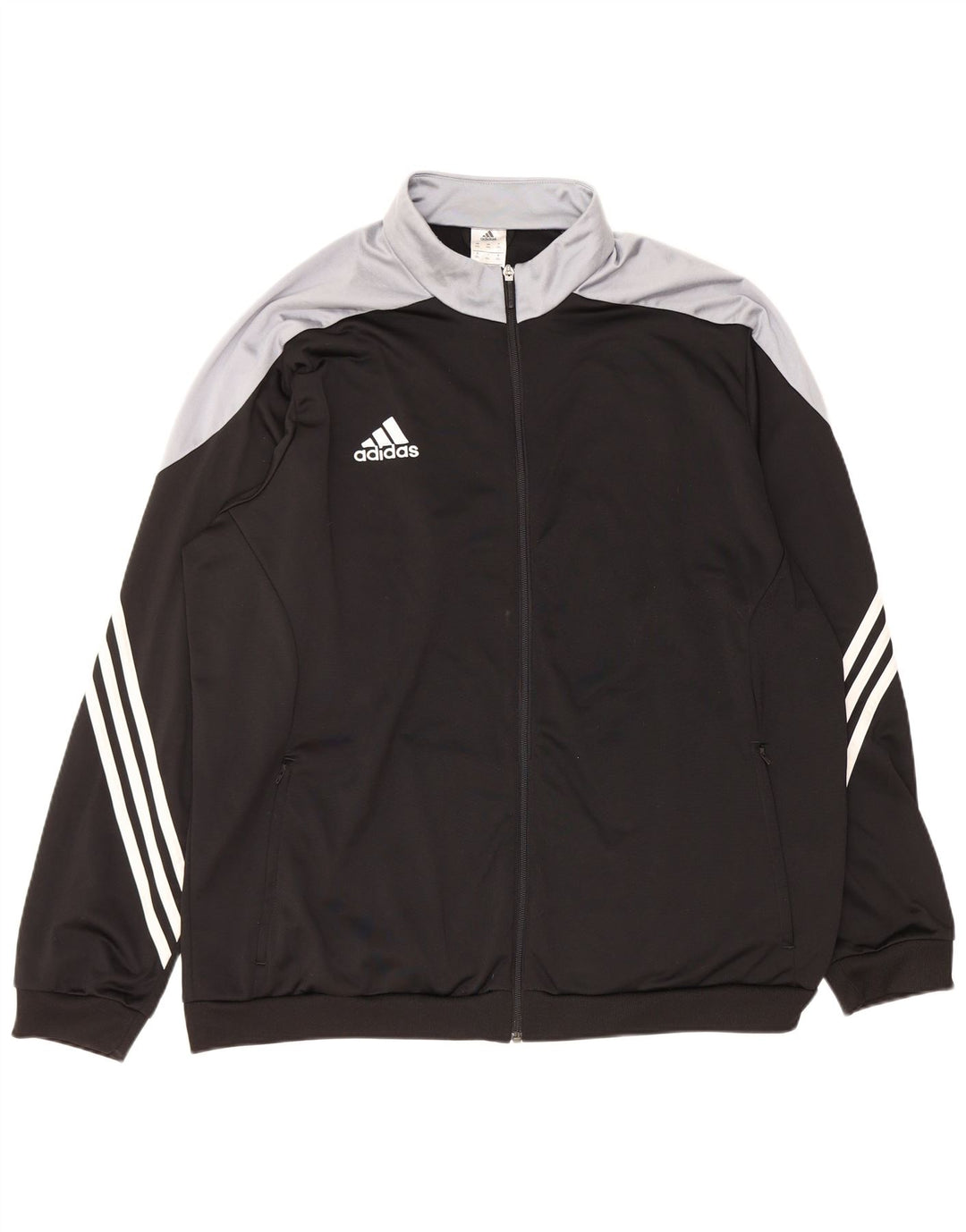 ADIDAS Mens Tracksuit Top Jacket 2XL Black Colourblock Polyester