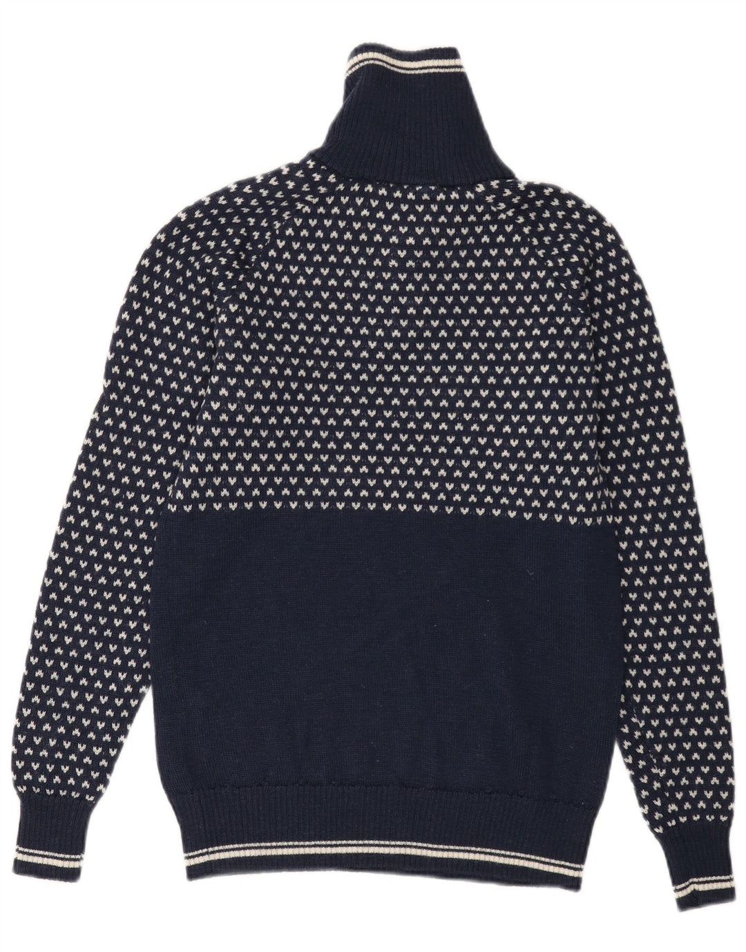 BERGANS Herre Zip Neck Sweater XS Marineblå Geometrisk Uld