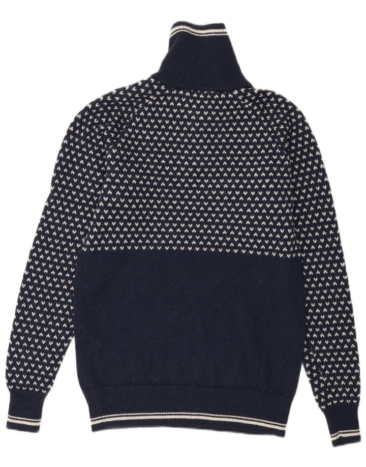 BERGANS Herre Zip Neck Sweater XS Marineblå Geometrisk Uld