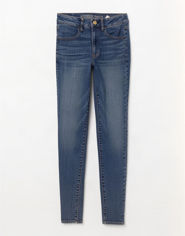 American Eagle Dame Super Strech Jegging Jeans UK 6 XS W26 L30 Blå