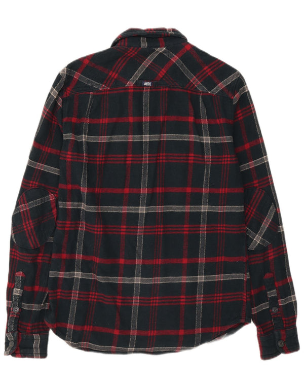 Superdry Flanelskjorte til mænd Medium Marineblå Plaid Bomuld