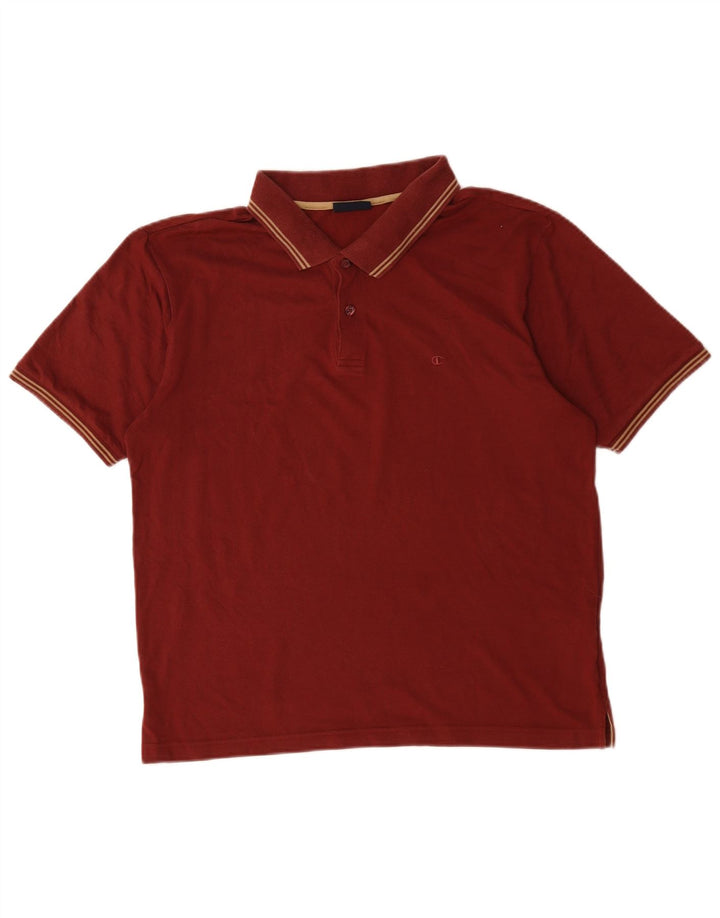 Champion herre poloshirt Medium Bourgogne stribet bomuld