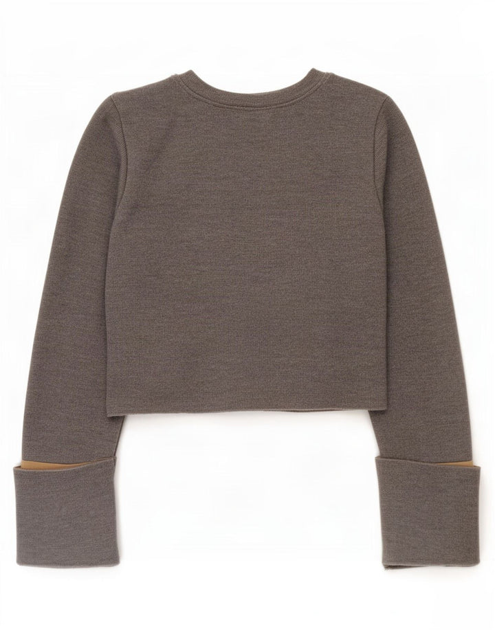 Zara Dame Crop Top Langærmet UK 10 Lille Grå