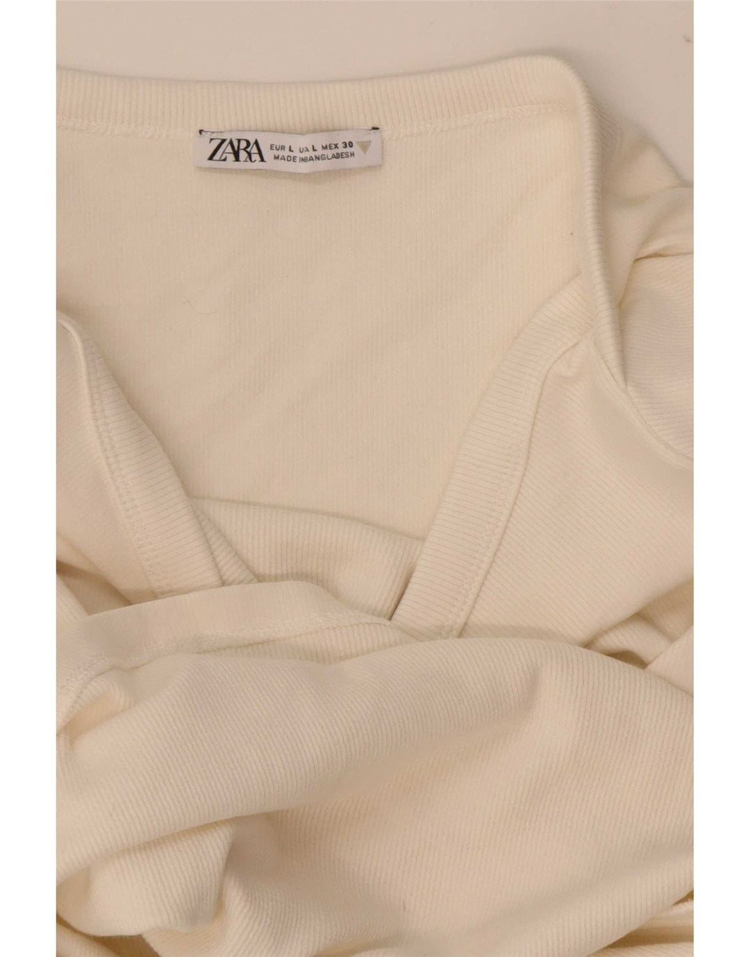 Zara Womens Crop Top Langærmet UK 14 Large White