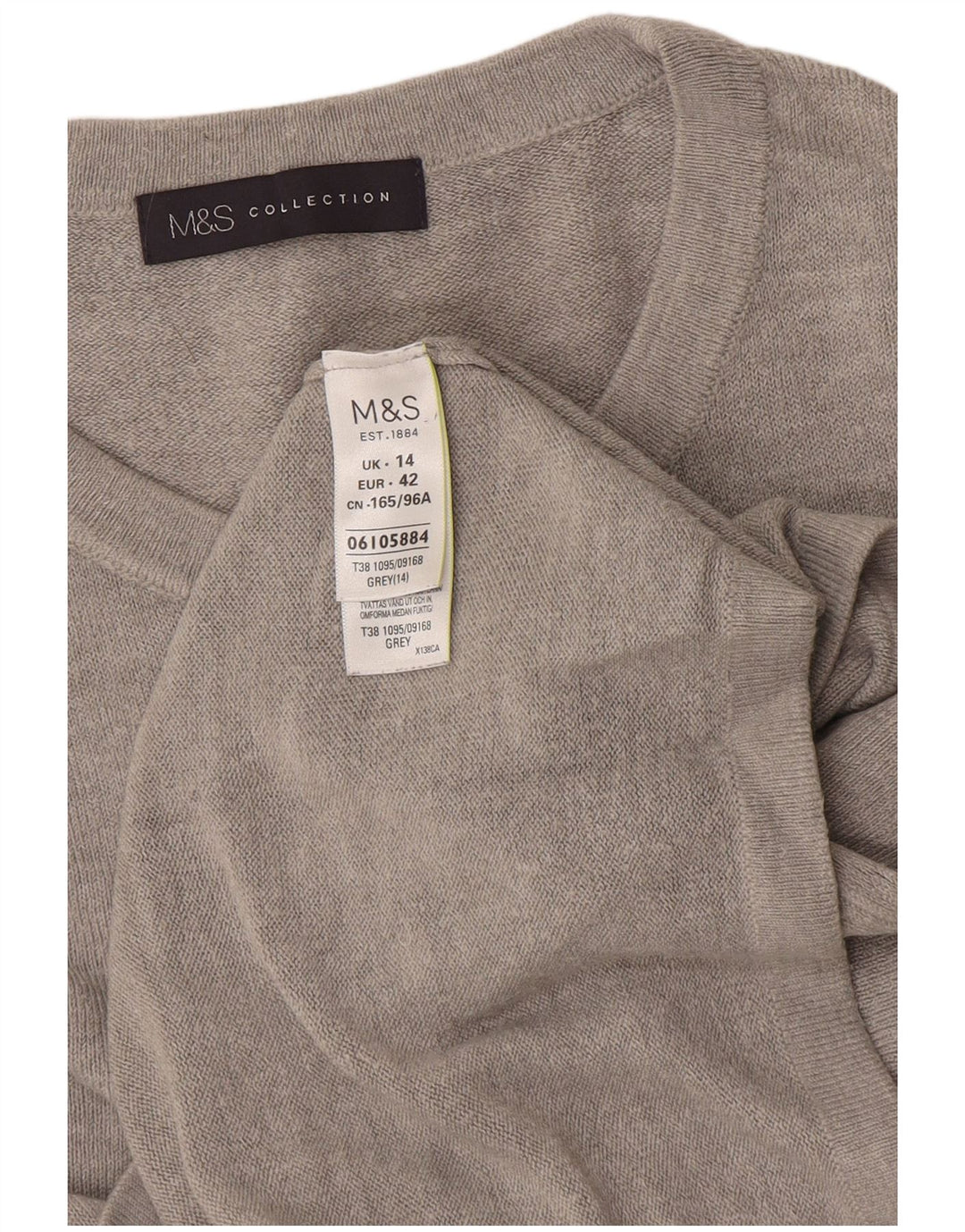 Marks & Spencer Dame sweater med rund hals DK 14 Medium Grå Akryl