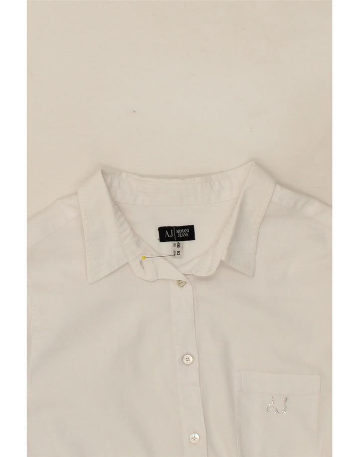 ARMANI JEANS Womens Shirt US 10 Large White Cotton Vintage Armani Jeans and Second-Hand Armani Jeans from Messina Hembry 
