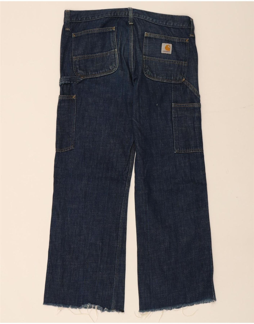 CARHARTT Dame Cargo Straight Jeans W34 L28 Marineblå Bomuld