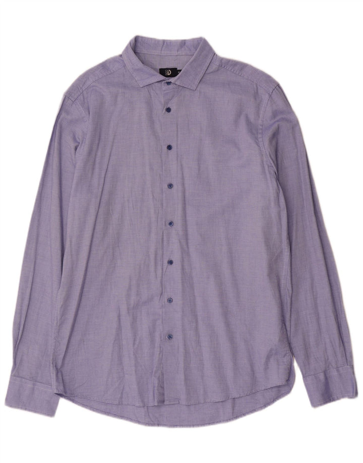 Dacks herre Slim Fit skjorte XL blå plettet bomuld