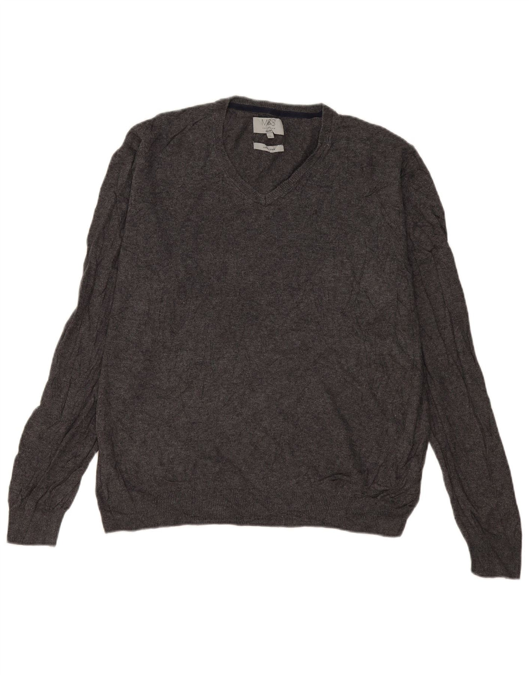Marks & Spencer Herre V-hals sweater Stor grå bomuld