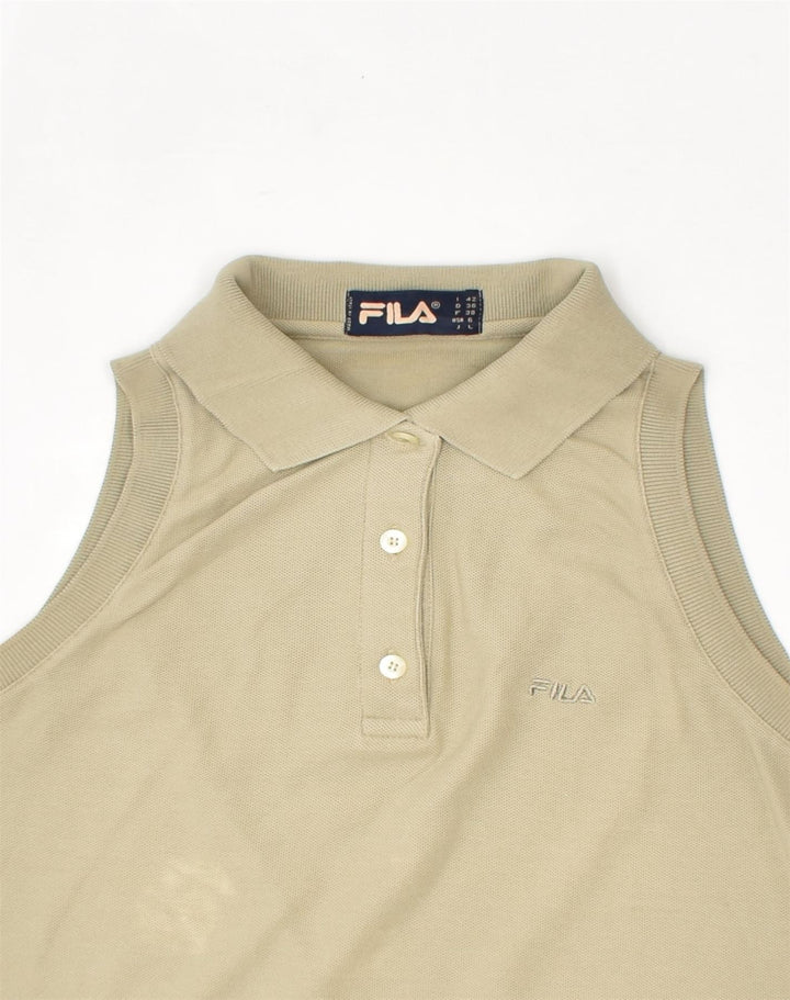 FILA Womens Sleeveless Polo Shirt IT 42 Medium Brown Cotton | Vintage Fila | Thrift | Second-Hand Fila | Used Clothing | Messina Hembry 