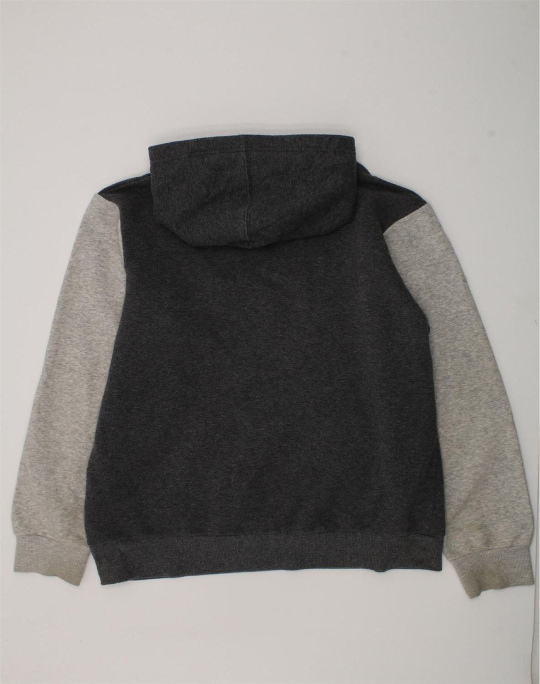 CONVERSE Boys Graphic Hoodie Jumper 13-14 Years XL Grey Colourblock Cotton | Vintage Converse | Thrift | Second-Hand Converse | Used Clothing | Messina Hembry 