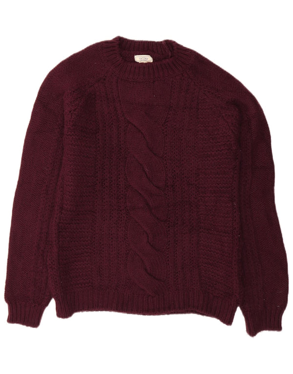 Fat Face Womens Crew Neck Jumper Sweater UK 10 Small Burgundy Acryl