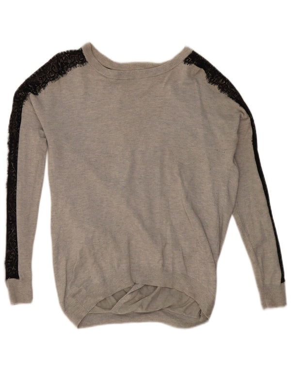 Karen Millen Dame Boat Neck Jumper Sweater UK 14 Large Grey Colourblock