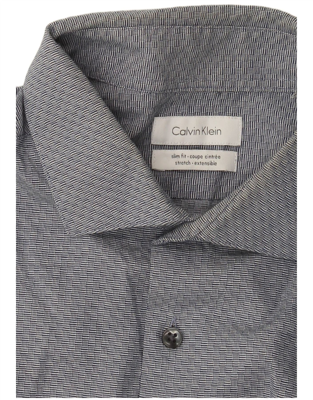 Calvin Klein Herre Slim Fit Skjorte Stor Marineblå Geometrisk