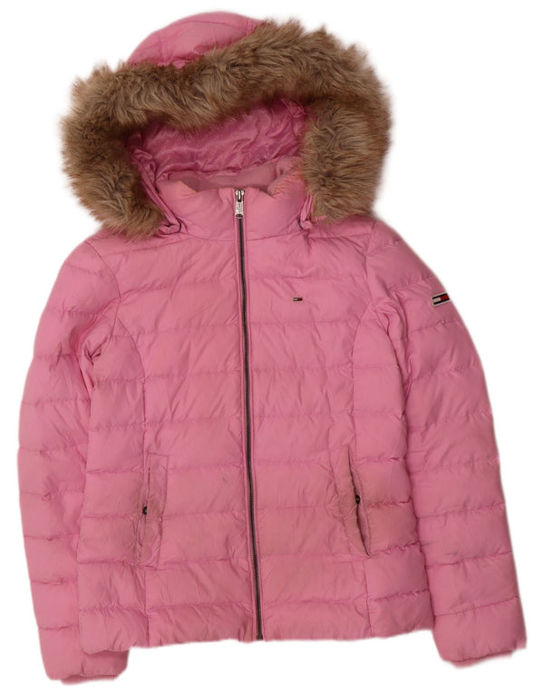 Tommy Hilfiger, polstret hættejakke til kvinder UK 10 Small Pink Polyester