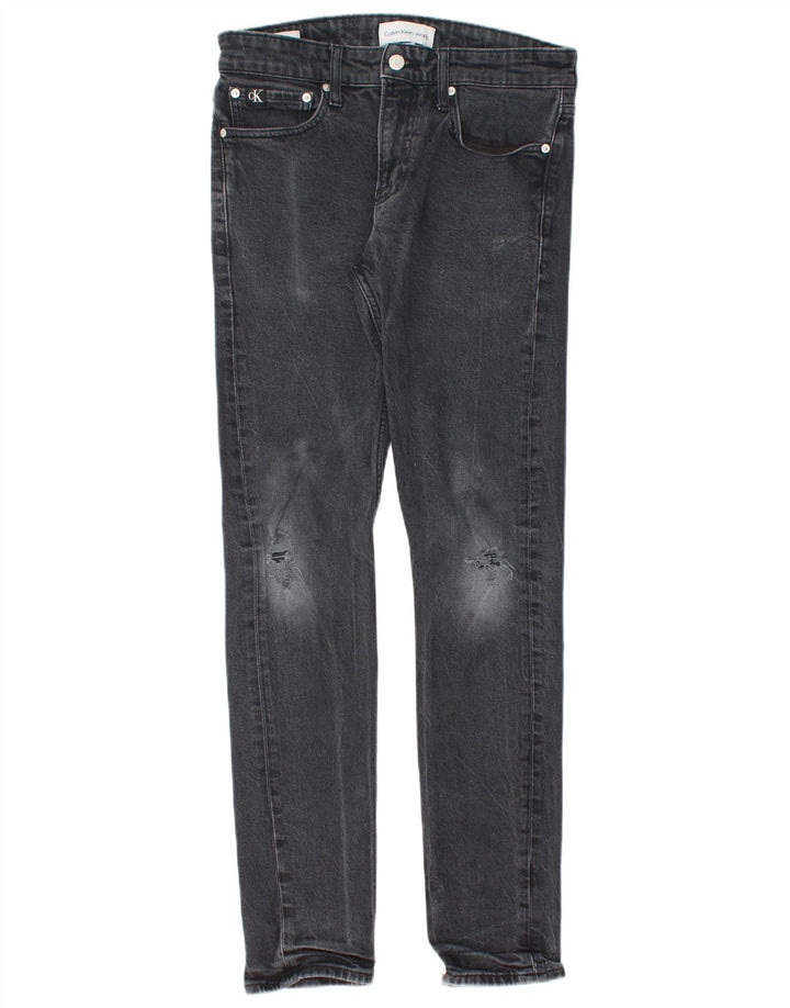 Calvin Klein Herre Distressed Slim Jeans W29 L32 Sort Bomuld