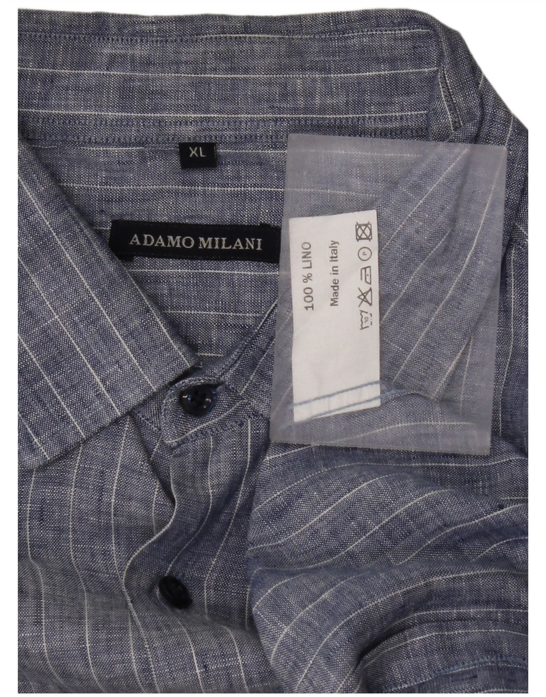 VINTAGE herreskjorte XL Blå nålestribet linned