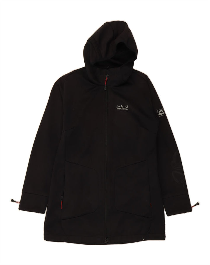 JACK WOLFSKIN Womens Hooded Windbreaker Jacket UK 12/14 Medium Black Vintage Jack Wolfskin and Second-Hand Jack Wolfskin from Messina Hembry 