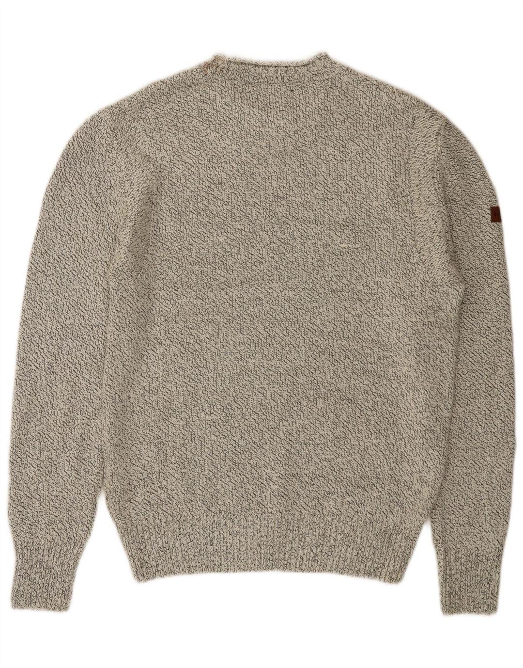SUPERDRY Herre sweater med rund hals, stor beige flækket akryl