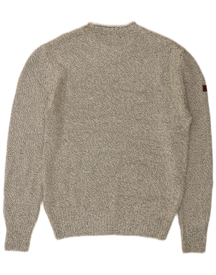 SUPERDRY Herre sweater med rund hals, stor beige flækket akryl