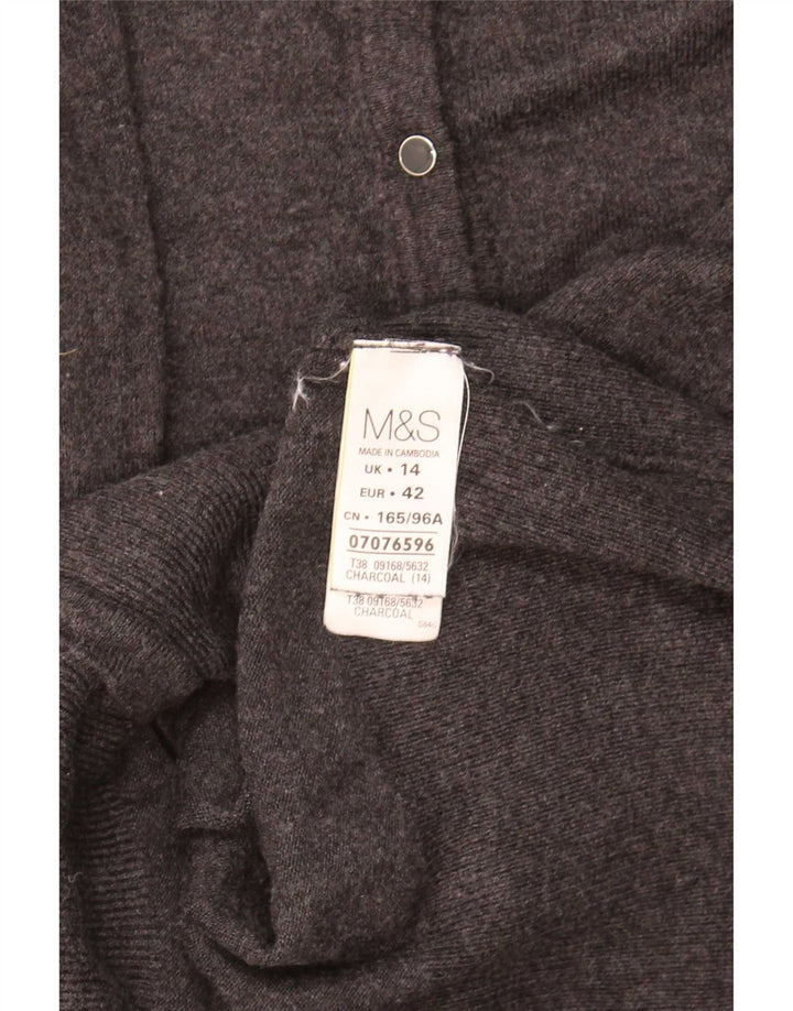 Marks & Spencer Dame Cardigan Sweater UK 14 Medium Grey Viscose