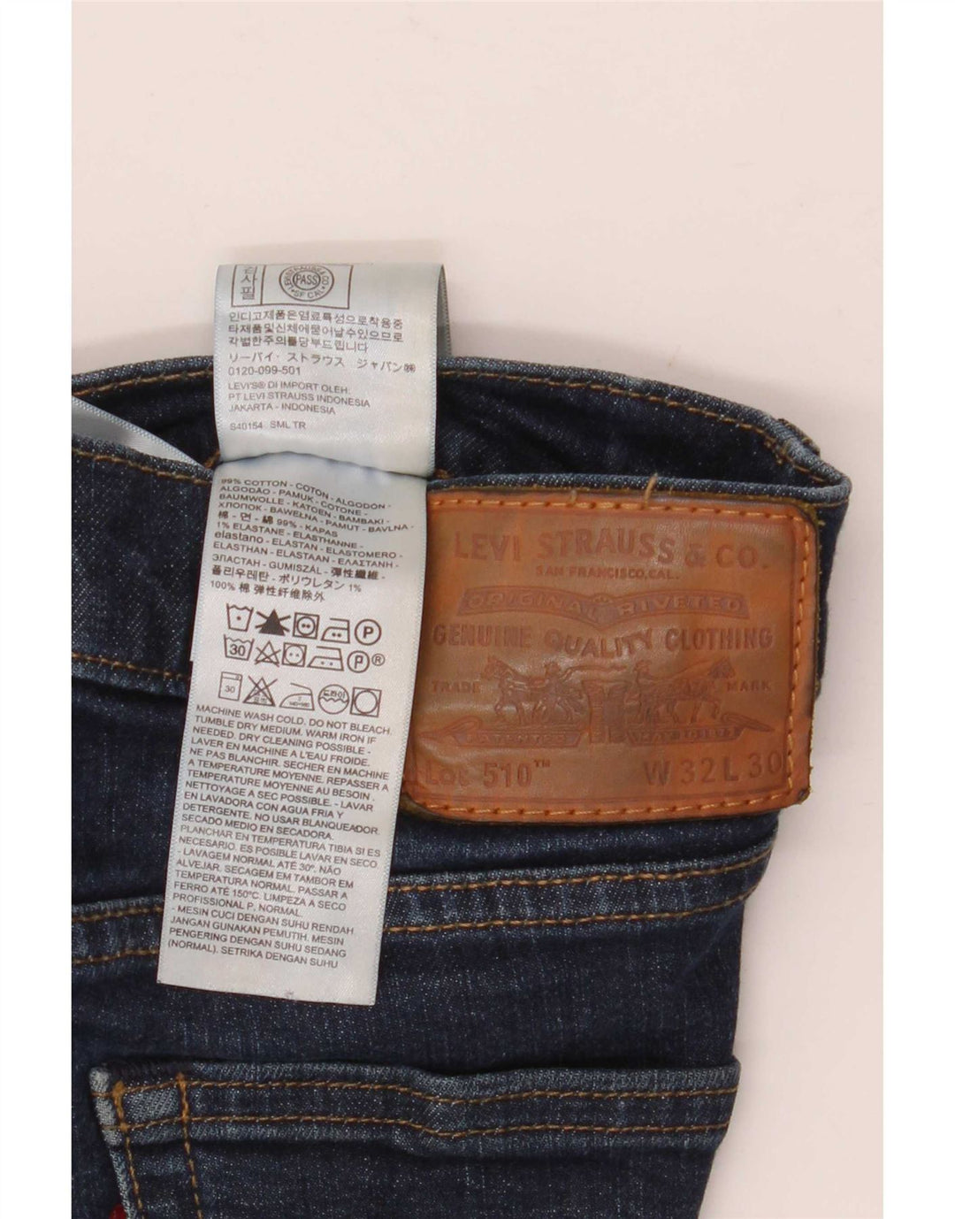 Levi's Herre 510 denimshorts W32 Mellem marineblå bomuld