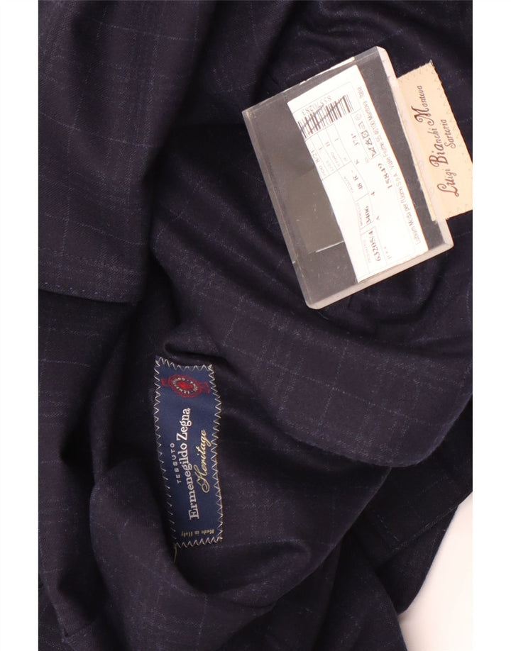 Ermenegildo Zegna Heritage Blazer Jacket UK 38 Medium Navy Blue Check