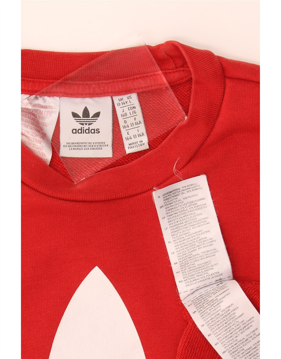 ADIDAS Boys Graphic Sweatshirt Jumper 13-14 Years Red Cotton