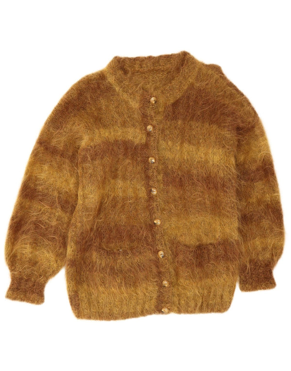 Vintage dame cardigan sweater UK 20 2XL Khaki stribet