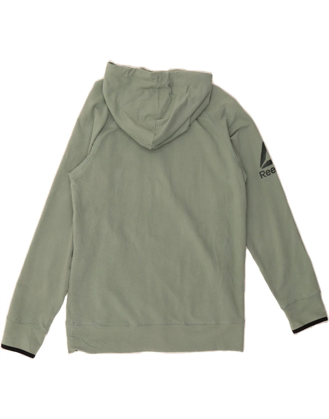REEBOK Mens Graphic Hoodie Jumper Small Green Cotton Vintage Reebok and Second-Hand Reebok from Messina Hembry 